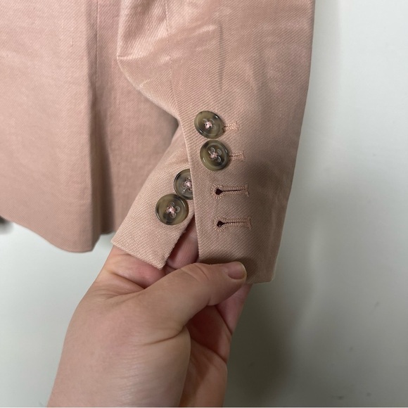 Helmut Lang blush pink v neck one button blazer cotton mix sz 0 - Picture 6 of 8